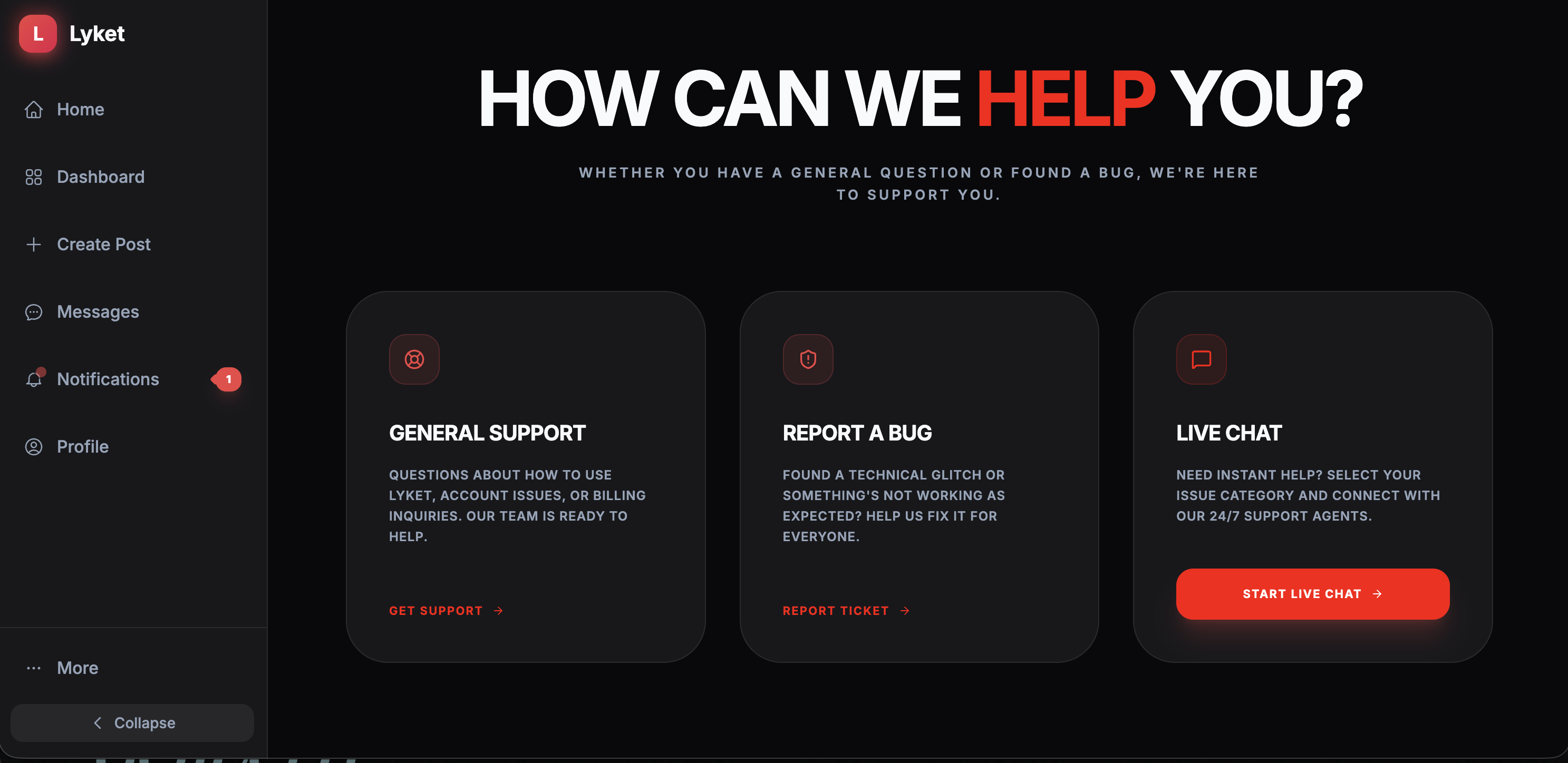 Lyket help and support center